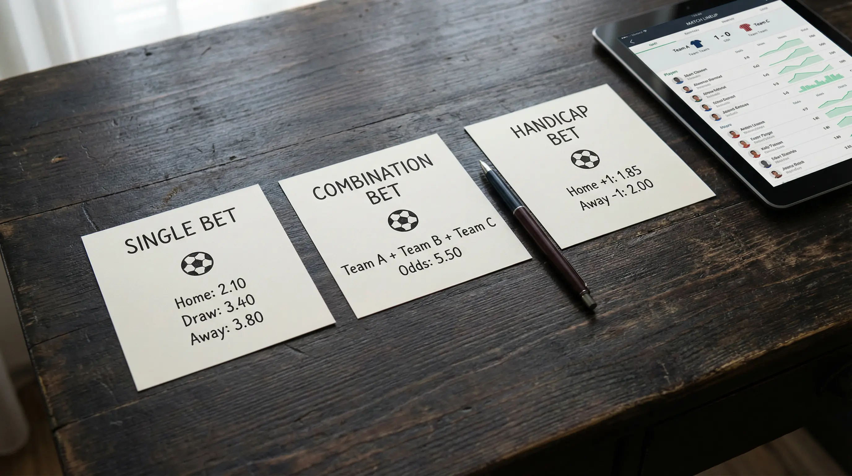 Übersicht der Wettarten bei der WM 2026 mit Einzelwette, Kombiwette und Handicap-Wette im Vergleich